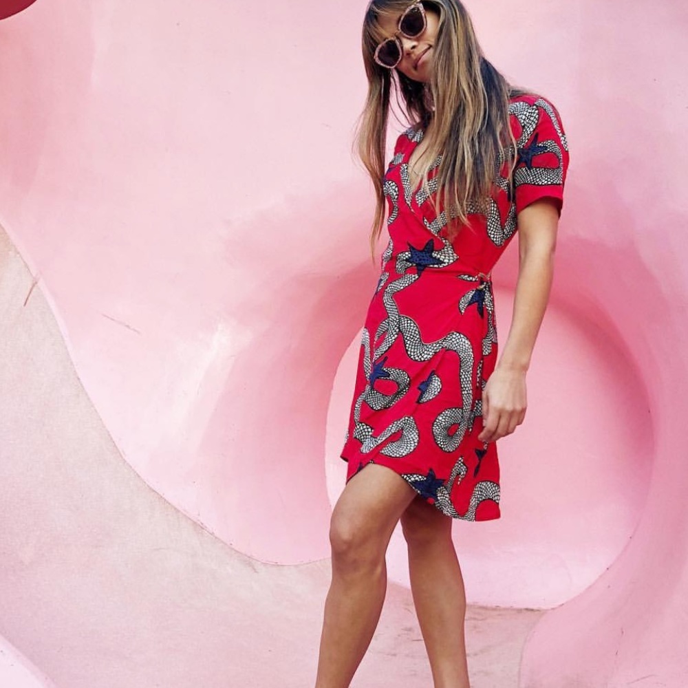 SALE ⚡️ Lottie Hall stars + snake red wrap dress